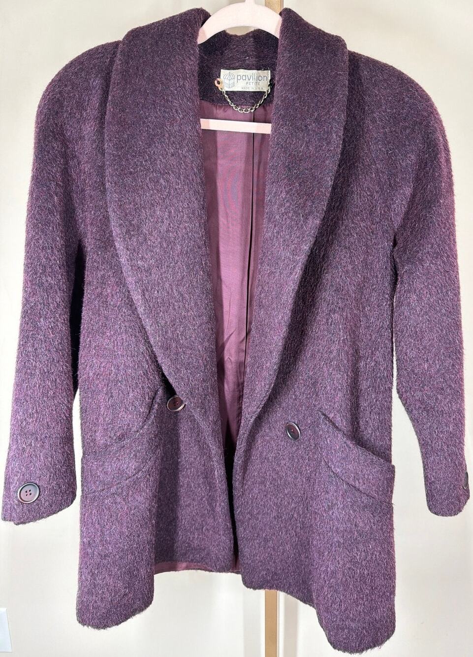 Vintage Pavilion Purple Wool Blend Jacket Size Petite XL